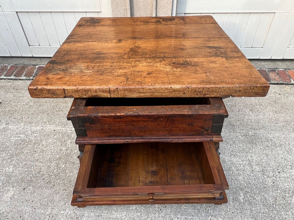 Antique French Butcher Block Baker’s Table Pétrin Farmhouse Kitchen Island c1790