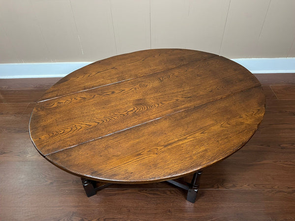 Antique English Oak Coffee Table Drop Leaf Jacobean Wake Table Gateleg c1930