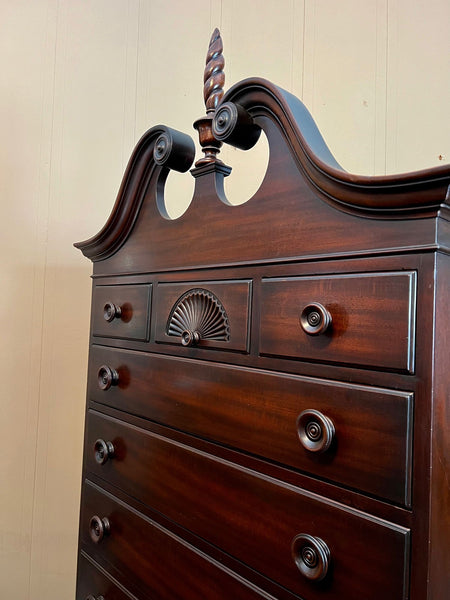 Vintage Chippendale Highboy Chest of Drawers Mahogany Ball and Claw Kindel c1950