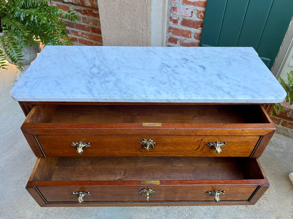 Antique French Mahogany Commode White MARBLE Louis XVI Mahogany Chest of Drawers