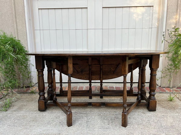 Antique French Hunt Wake Dining Table Drop Leaf Gate Leg Console Sofa Table c1900