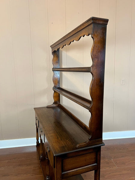 Antique English Dresser Sideboard Plate Rack Potboard Jacobean Tiger Oak c1900