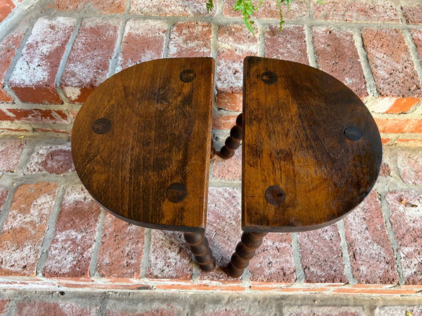 PAIR Set of 2 Antique English Stool Oak Jacobean Display Stand Bobbin Leg c1900