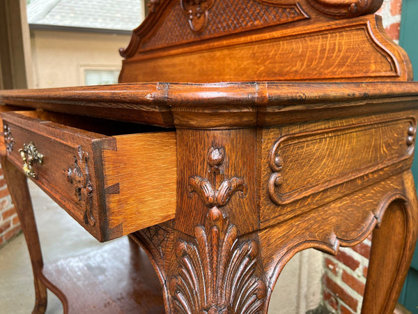 Antique French Dessert Server Sideboard Buffet Louis XV Carved Tiger Oak c1890