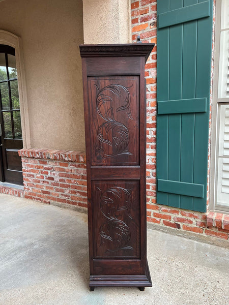Antique French Breton Cabinet Armoire Carved Crown Brittany Wardrobe c1890