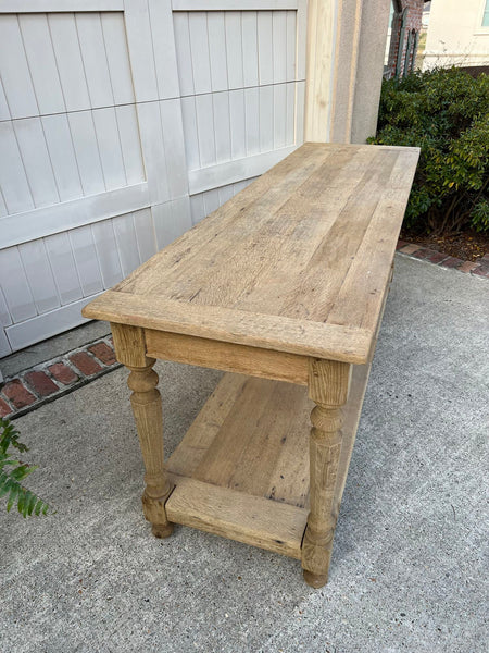 Antique French Drapers Table Bleached Oak Large Kitchen Island Console c1890