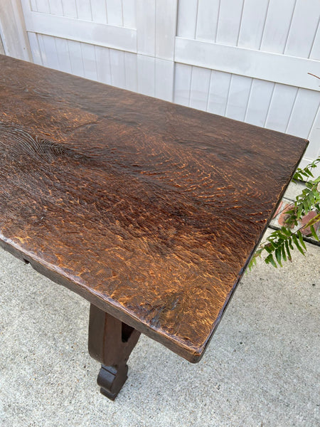 Antique French Oak Dining Table Spanish Catalan Console Kitchen Island c1910