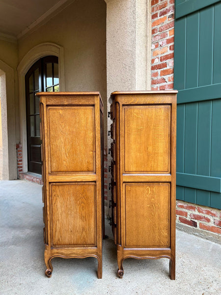 PAIR Vintage French Chests 7 Drawer Semainier Louis XV Style Carved Oak