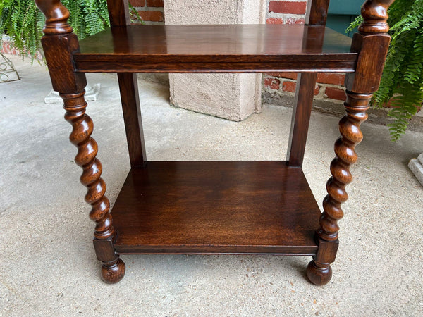 Antique English Oak Bookshelf BARLEY TWIST Open Display Shelf SMALL Bookcase