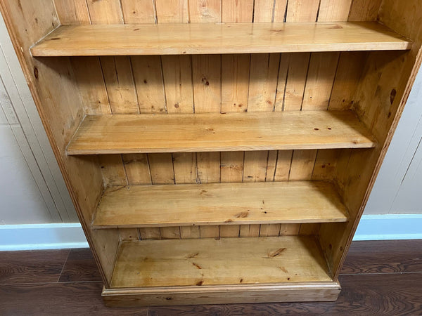 Antique English Country Pine Bookcase Bookshelf Tall Narrow Open Shelf c1900