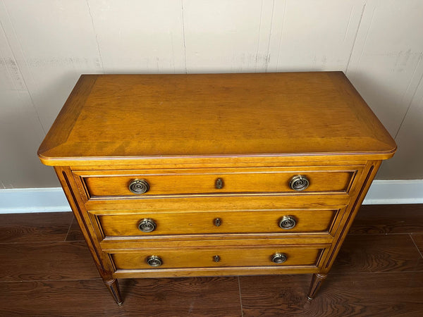 Antique French Commode Chest of Drawers Louis XVI Walnut Brass c1940