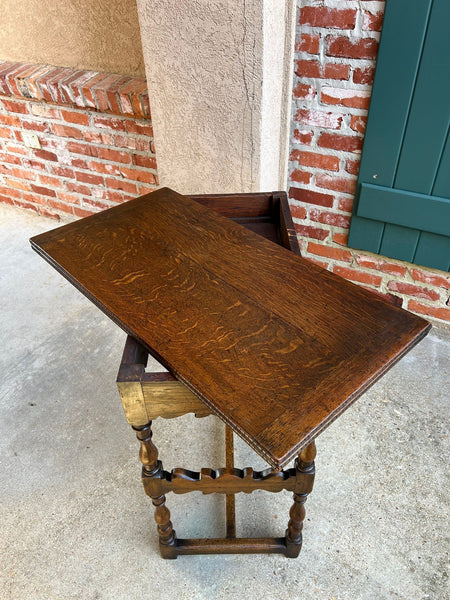 Antique English Game Table Flip Top Victorian Oak c1880 Mahjong Square Table