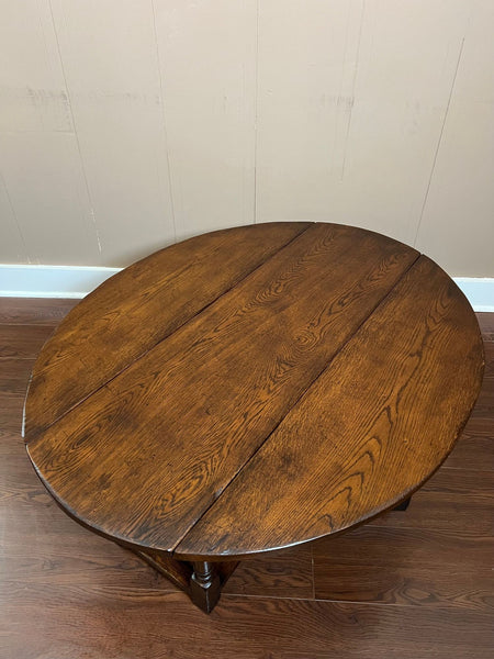 Antique English Oak Coffee Table Drop Leaf Jacobean Wake Table Gateleg c1930