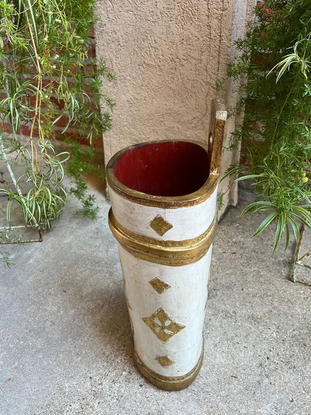Vintage Italian Florentine Giltwood Umbrella Stand Mid-Century Floral Vase Urn