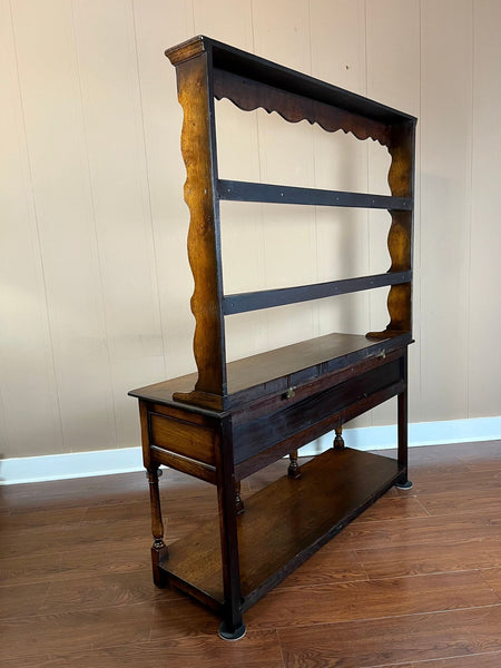 Antique English Dresser Sideboard Plate Rack Potboard Jacobean Tiger Oak c1900