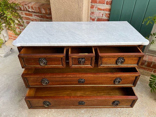 Antique French Mahogany Commode White MARBLE Louis XVI Mahogany Chest of Drawers