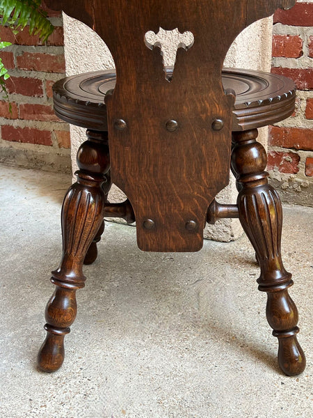 Antique English Pub Chair Fireplace Hearth Carved Tiger Oak Breton Brittany