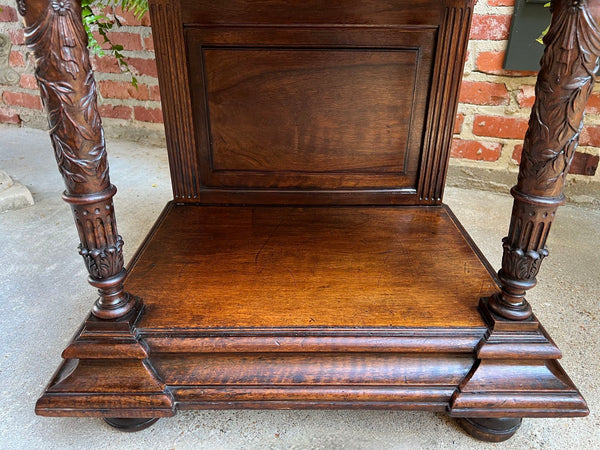 Antique French Side End Table Cabinet Carved Oak Renaissance Spindle Gallery