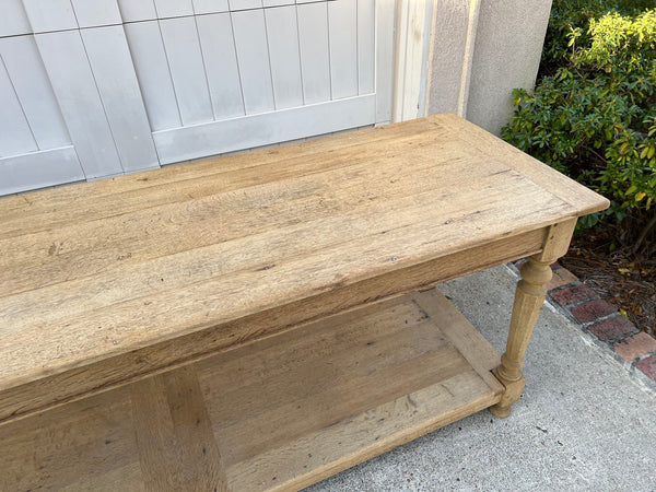 Antique French Drapers Table Bleached Oak Large Kitchen Island Console c1890