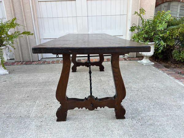 Antique French Oak Dining Table Spanish Catalan Console Kitchen Island c1910