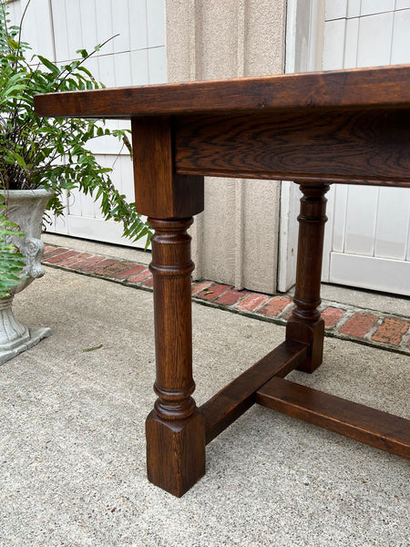 Antique French Oak Dining Farm Bakers Table Conference Office Library Desk c1920