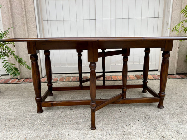 Antique French Hunt Wake Dining Table Drop Leaf Gate Leg Console Table c1920