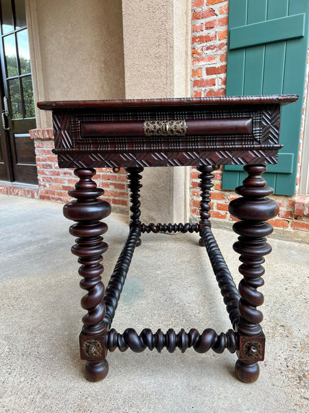 Antique Portuguese Rosewood Library Writing Table Barley Twist Console c1790