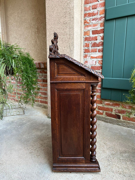 Antique French Altar Lecturn Gothic Bible Box Podium Sacristy Cabinet Carved Oak