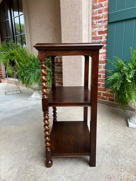Antique English Oak Bookshelf BARLEY TWIST Open Display Shelf SMALL Bookcase