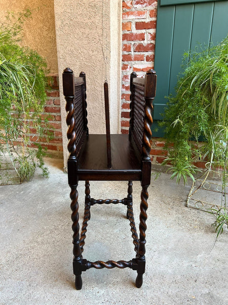 Antique English Oak Canterbury Music Magazine Stand BARLEY TWIST c1890