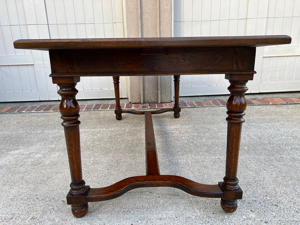 Antique English Oak Refectory Dining Table Jacobean Double Leaf 10 ft. c1930