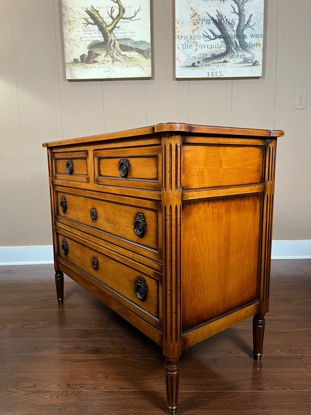 Antique French Commode Chest of Drawers Louis XVI Mahogany Brass c1930