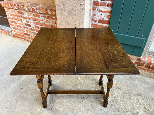 Antique English Game Table Flip Top Victorian Oak c1880 Mahjong Square Table