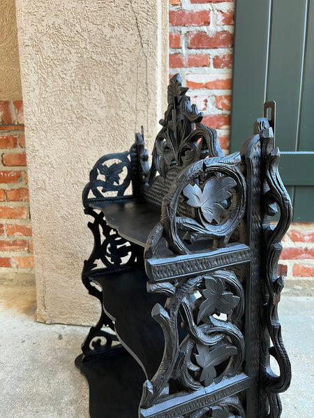 Antique European Black Forest Carved Wall Shelf Plate Display Rack German