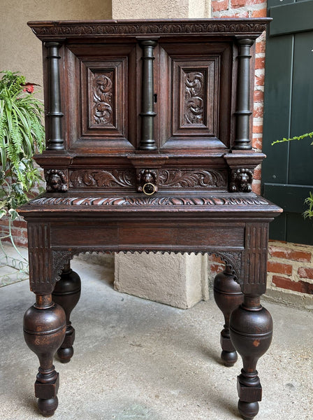 19th century French Carved Oak Cabinet Vestry Altar Wine Renaissance Dining Room