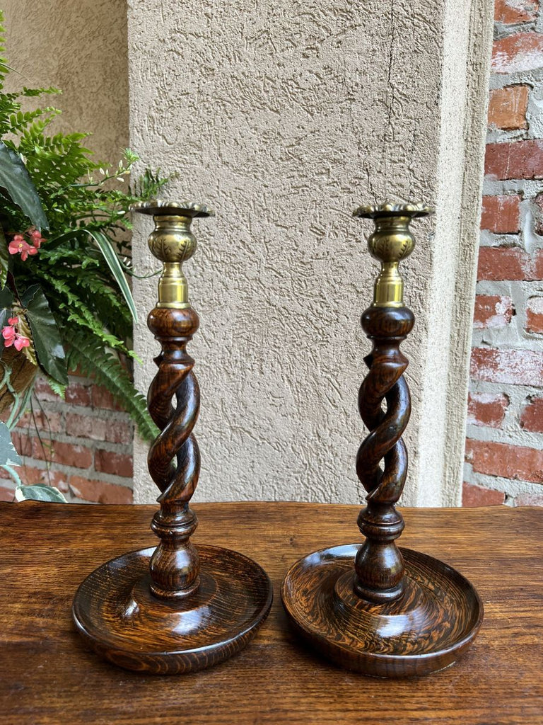PAIR Antique English Oak OPEN Barley Twist Candlesticks Candle Holder –  Geaux Vintage Antiques