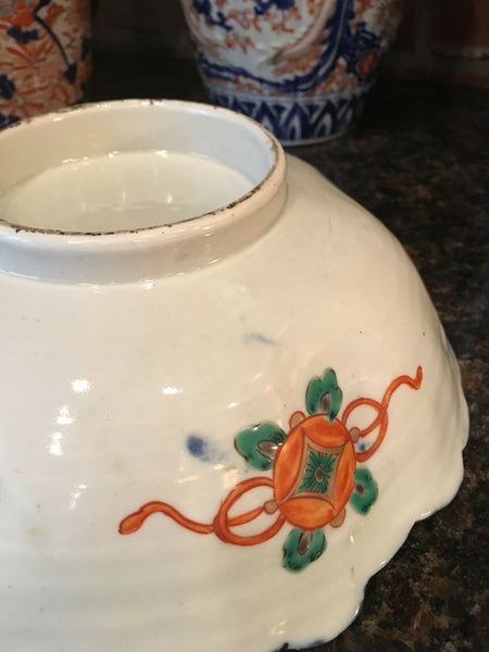 Large Antique Imari Scalloped Bowl Japanese Ceramic Porcelain Hand Painted