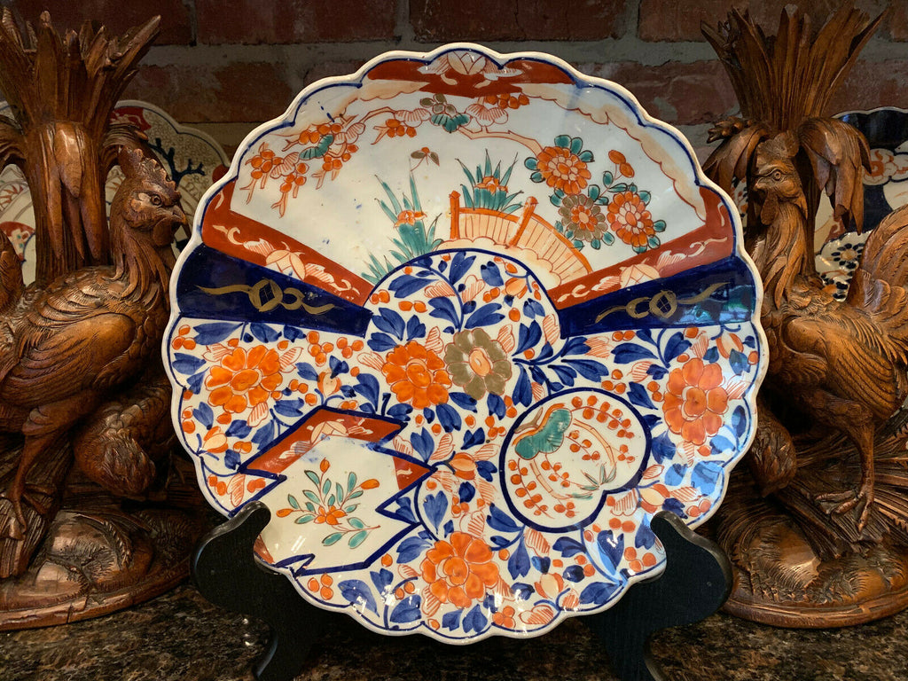 Antique IMARI China Scalloped CHARGER Plate Porcelain Japanese Chinese Export aN