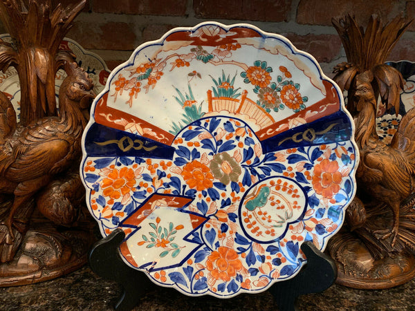 Antique IMARI China Scalloped CHARGER Plate Porcelain Japanese Chinese Export aN
