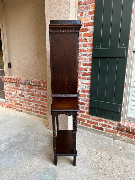 19th century Antique English Cabinet Bookcase Carved Oak Pegged Cupboard