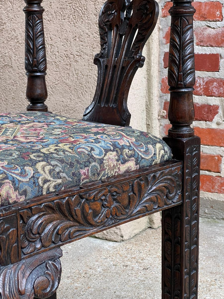 Antique English Carved Oak Corner Chair Renaissance