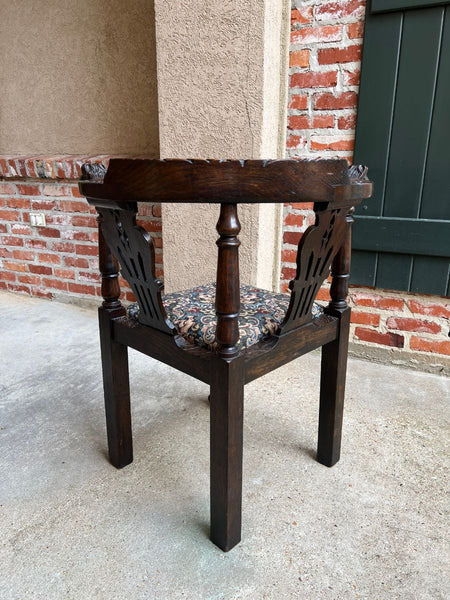 Antique English Carved Oak Corner Chair Renaissance